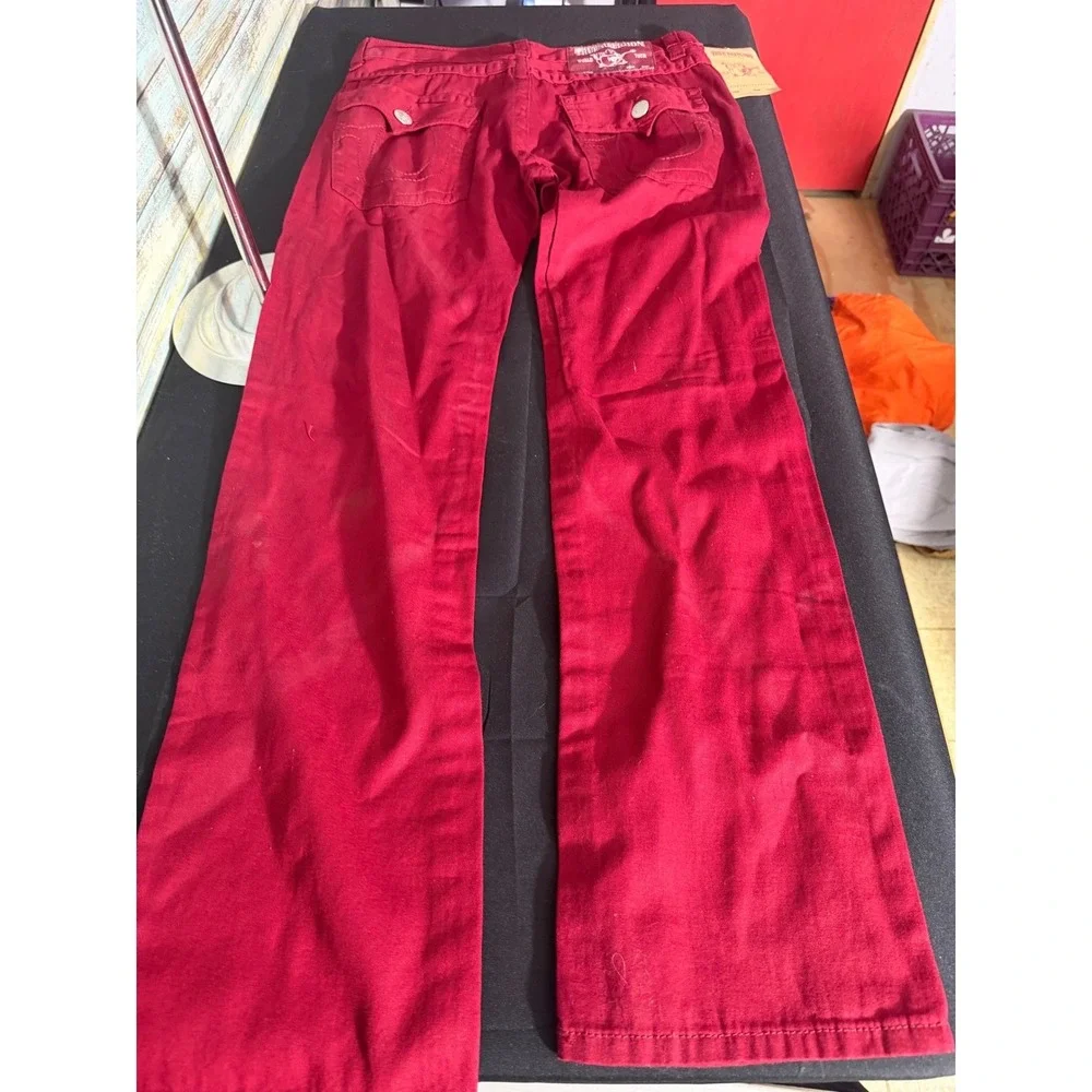 True Religion Billy Big T Jeans 32 Red NEW Urban Cow‎ Straight Leg USA Made